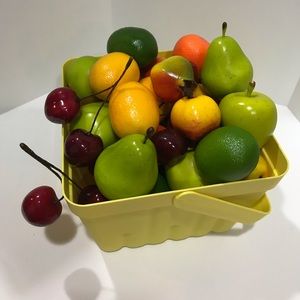 Mini artificial fruit 43ct orange limes lemon cherries pear apple bowl filler
